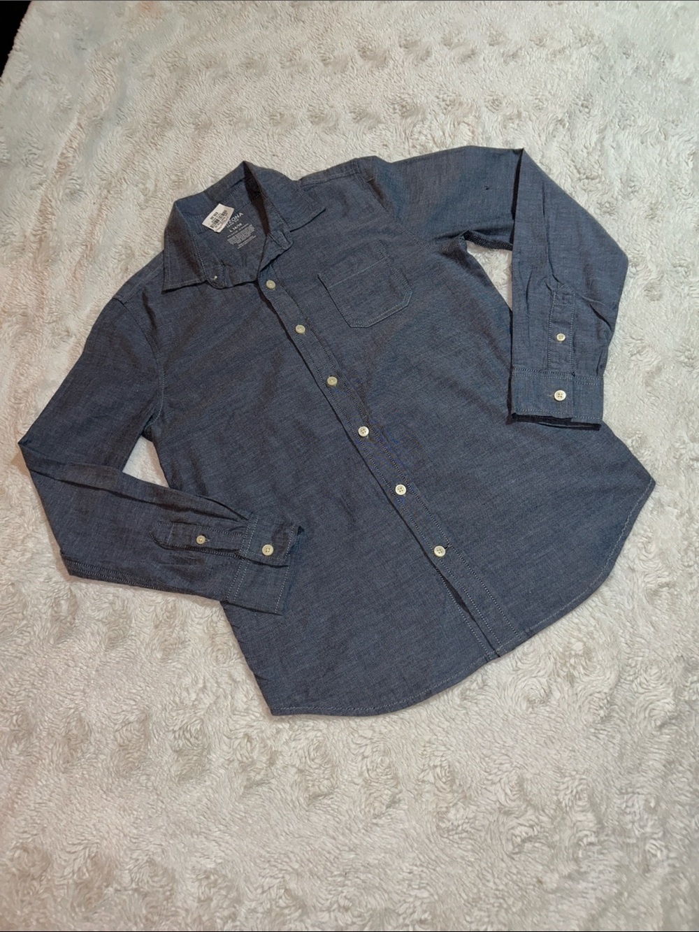 Arizona Jean Company Boys' Long-Sleeve Button-Down Shirt - NWT-Blue